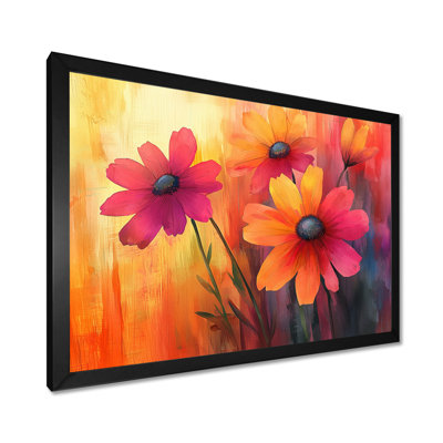 Jacquetta orange dansant parmi les fleurs sauvages I - Art mural fleurs sauvages