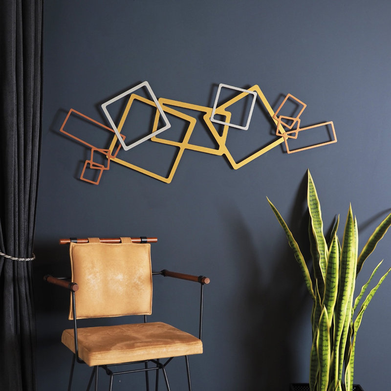 Accessoire mural élégant en métal 17,7 po x 45,7 po Elegant | 100% acier, épaisseur: 0,06 pouce | Superbe finition or, argent et cuivre | Conception légère (2,4 lb) | Parfait pour les décorations et les objets d'art modernes