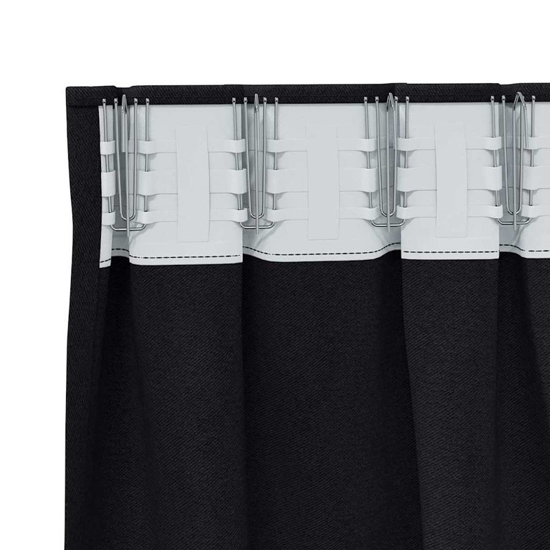 Blackout Curtain Pair, Black, 225cm Width x 140cm Drop