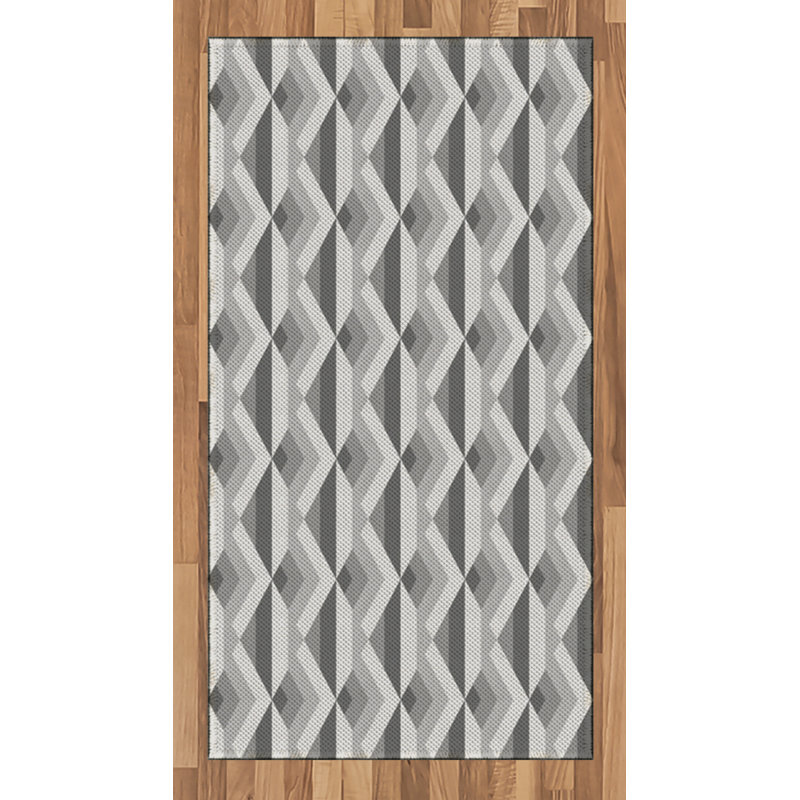 Gray High Density Long Fiber Poly Threads Decorative Area Rug Carpet, Rectangle 2'7" x 5'