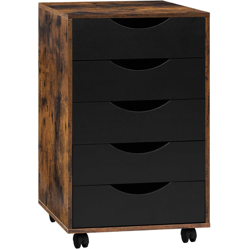 Ristana 5 Drawer Filing Cabinet, Vintage Brown/Black