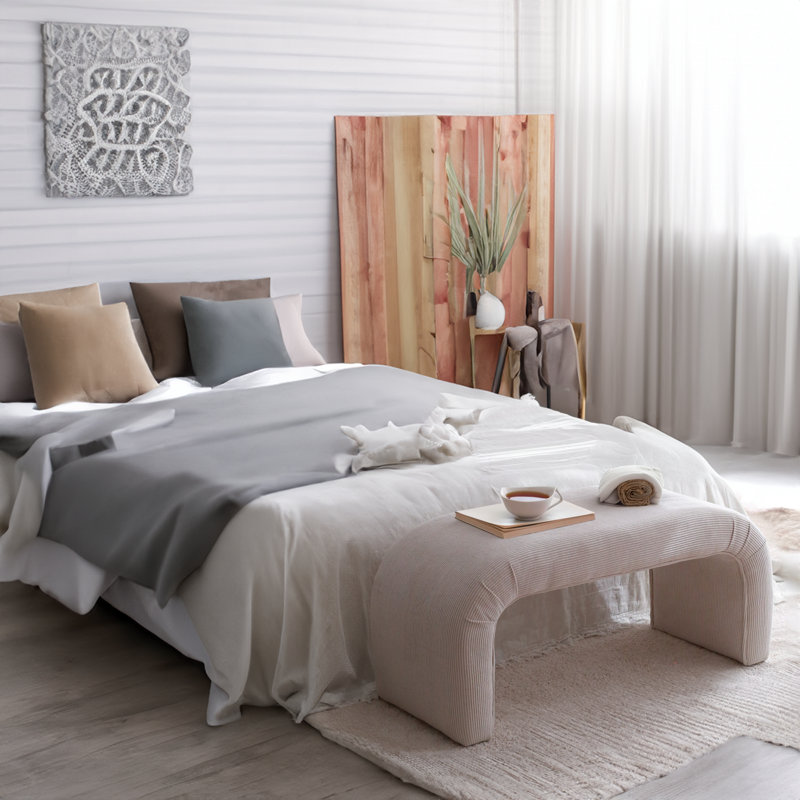 Banc en bois Zyliah, Blanc