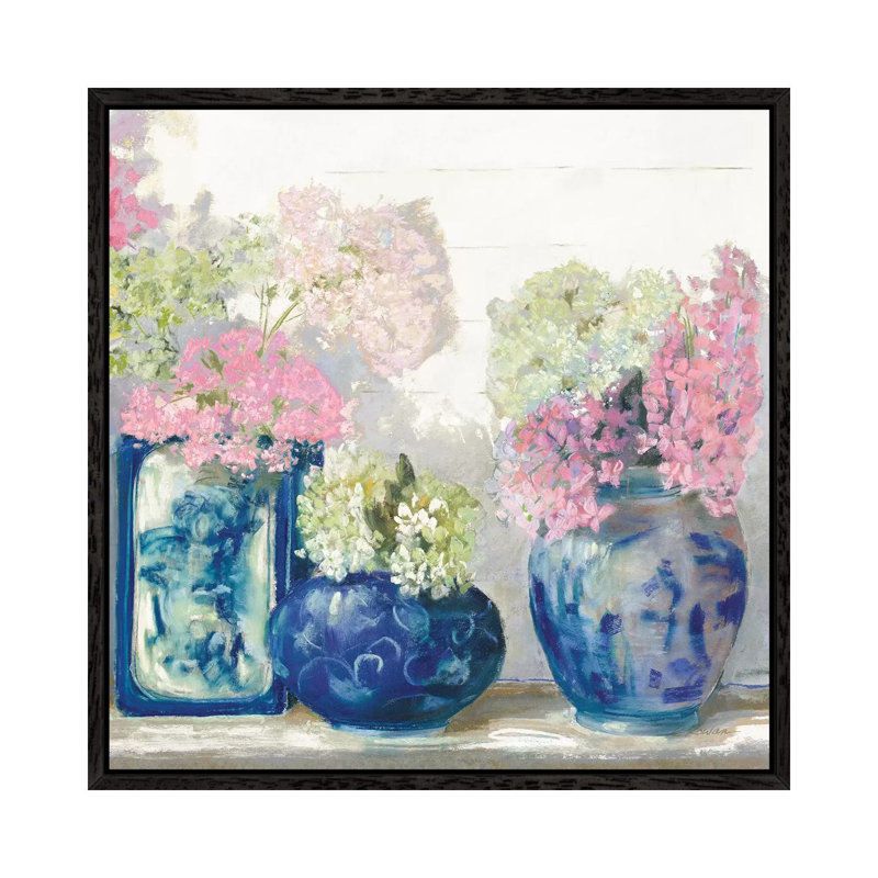 Ladys Mantle II Bright by Carol Rowan - Painting on Canvas, Black Framed Canvas, 45.72cm H x 45.72cm W x 3.81cm D