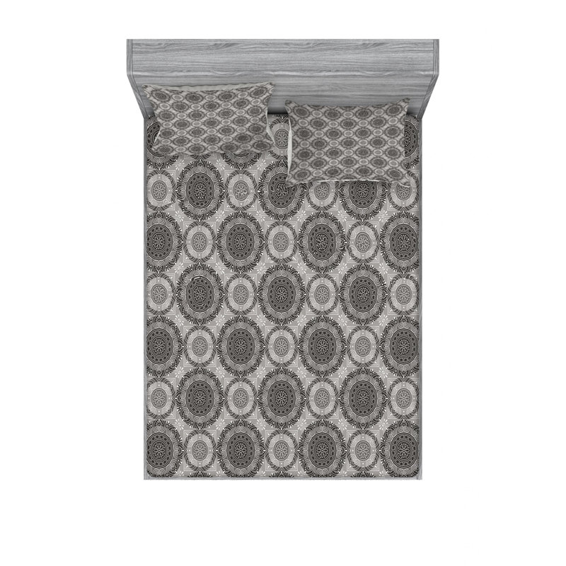 Microfiber Geometric Sheet Set, Queen Sheet Set with Fitted Sheet