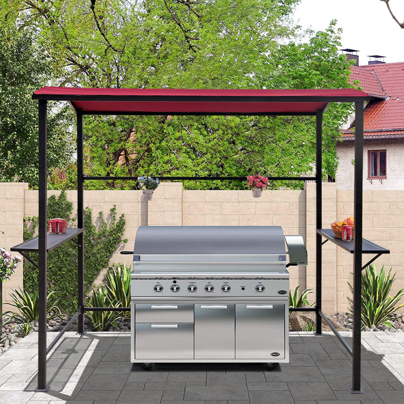 7 Ft. W x 4.3 Ft. D Steel Grill Gazebo, Gray