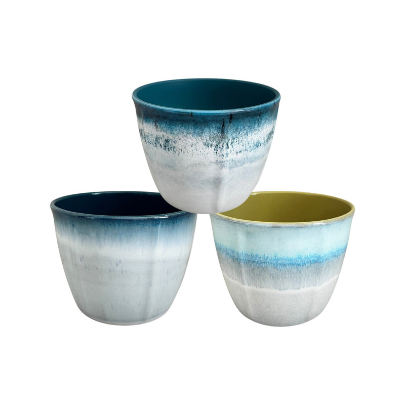 6in Assorted Watercolor Indoor/Outdoor Planter - 3pc Set