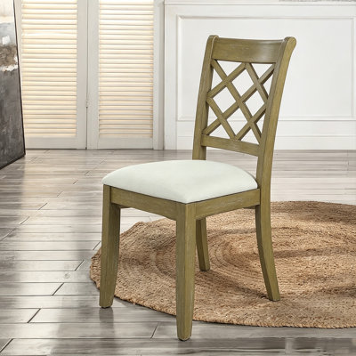 Chaise de salle à manger en bois massif à découpe en treillis croisé
