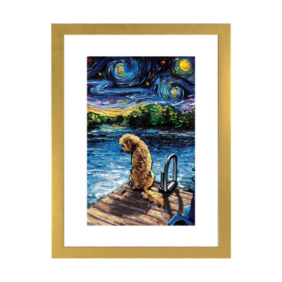 "Goldendoodle Night III" par aja Trèves, reproduction d’art