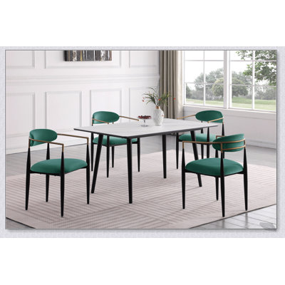 Ensemble de chaises rembourrées en tissu vert 2 pièces Modern Modern Contemporary