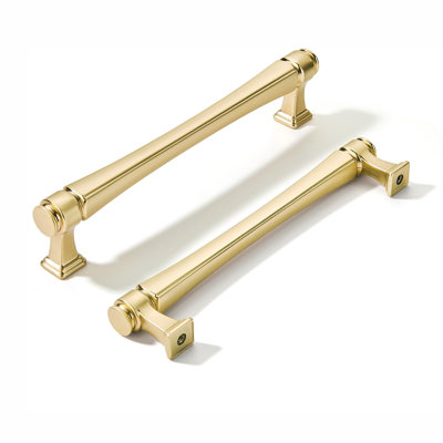 Brushed Gold 5"（128mm） Center to Center 10 Pack Kitchen Cabinet Pulls，5 inch hole center,Hardware,Cabinet Handles, Drawer Pulls, Dresser,Wardrobe, Furniture,M4 Screws Included,Solid Zinc
