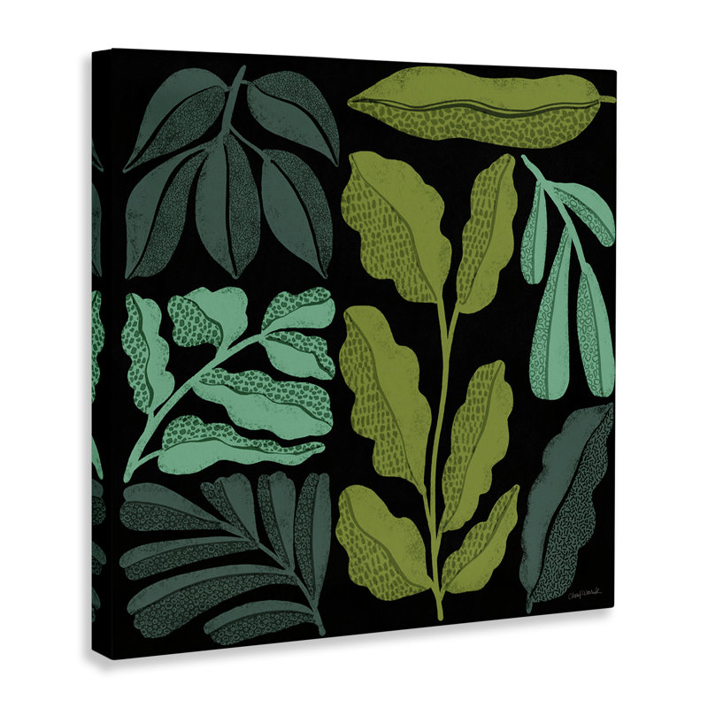  "Plant Sprig Collage", art mural sur toile par Cheryl Warrick, H 17 po x l 17 po