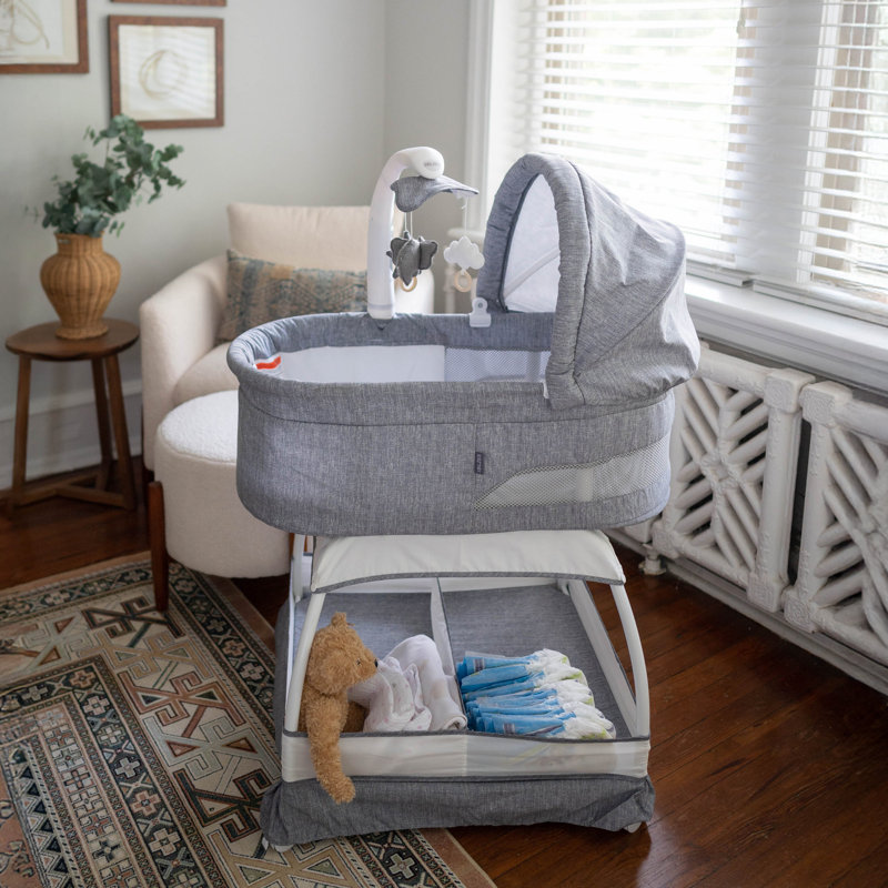 Sweetli Nurture Bassinet - Denim Melange, Gray/White