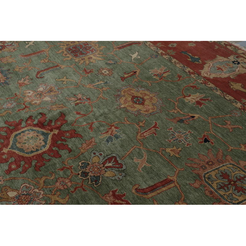 Rug & Kilim’S Oversized Sultanabad Style Rug In Teal Green With Floral Patterns