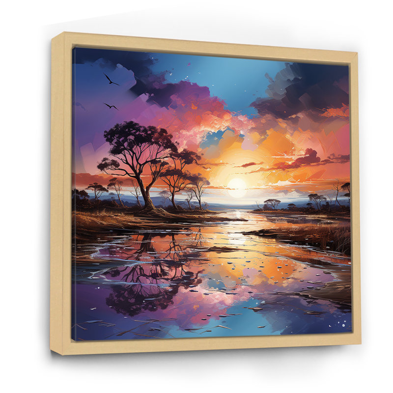 «Charmant Dessert Sky At Sunset III», reproduction d'art sur toile, Cadre naturel flottant, H 16 po x l 16 po x P 1 po