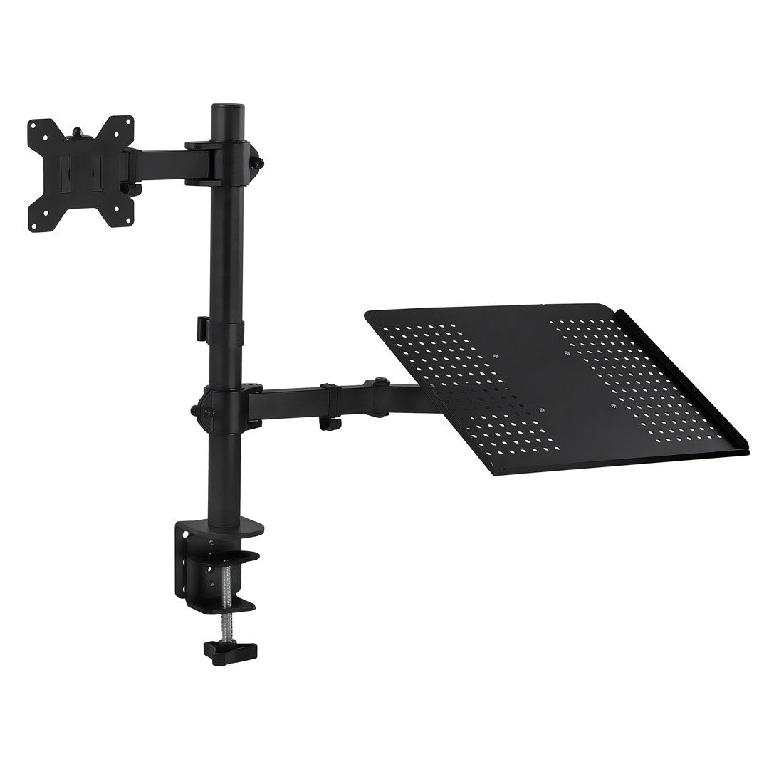 Mount-It Fully Adjustable Laptop & VESA Monitor Desk Mount | Desk Pole Mount Extension | Black Mount-it