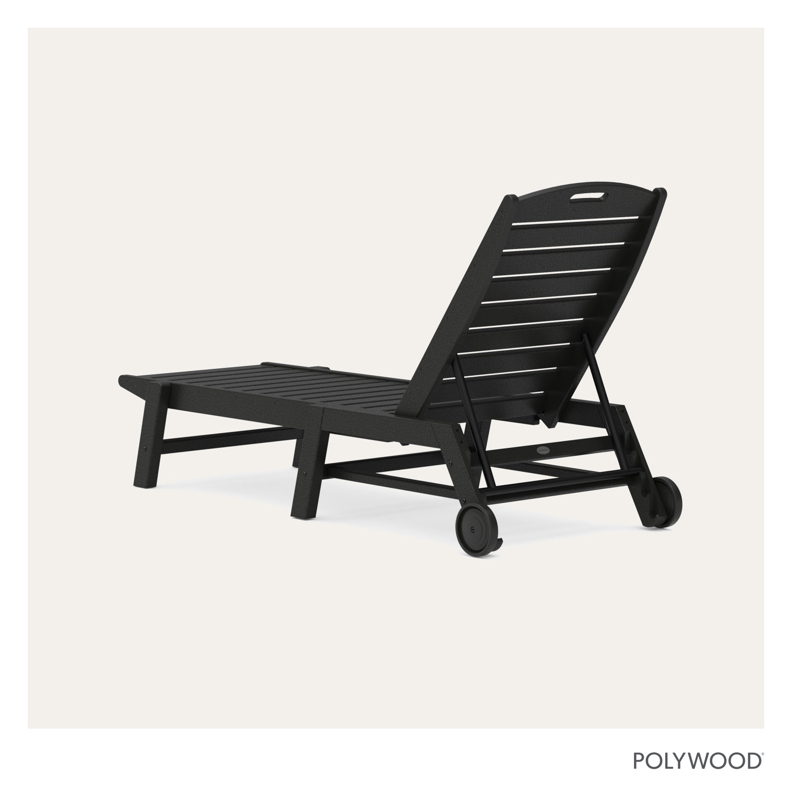 POLYWOOD® Nautical 27" Patio Chaise Lounge, Black