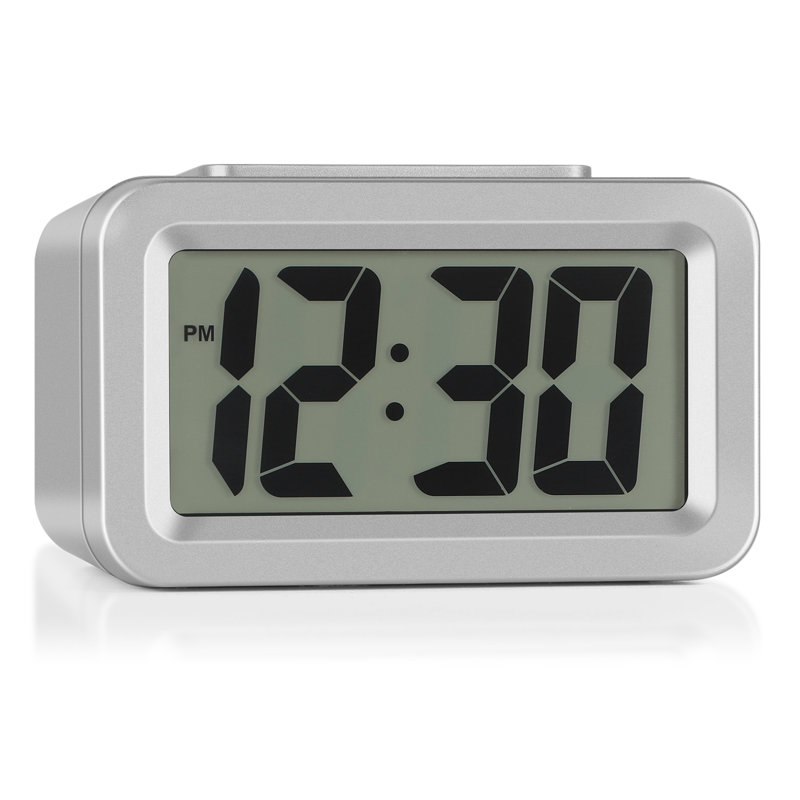 Self-Sensing Digital Alarm Clock - Silver
