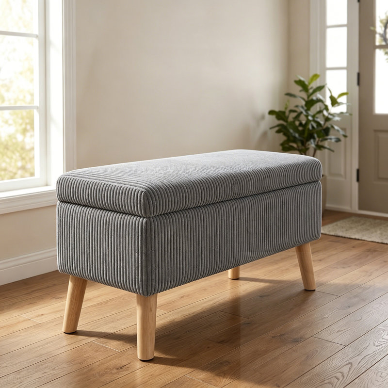 Banc de rangement rembourré avec pieds