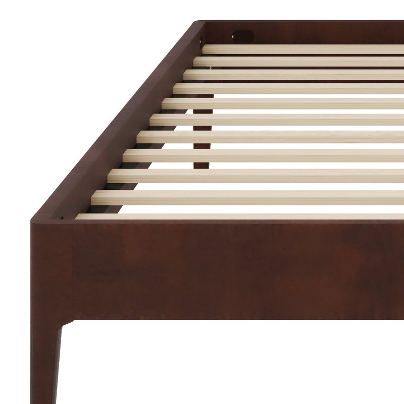 Contemporary Low-Profile Bed Base Featuring Durable Slat Foundation and Tool-Free Setup, Chocolate
