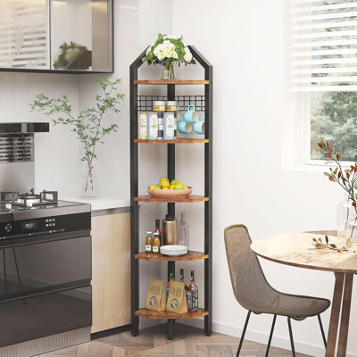 Montfort 176cm H x 28.5cm W Iron Corner Bookcase