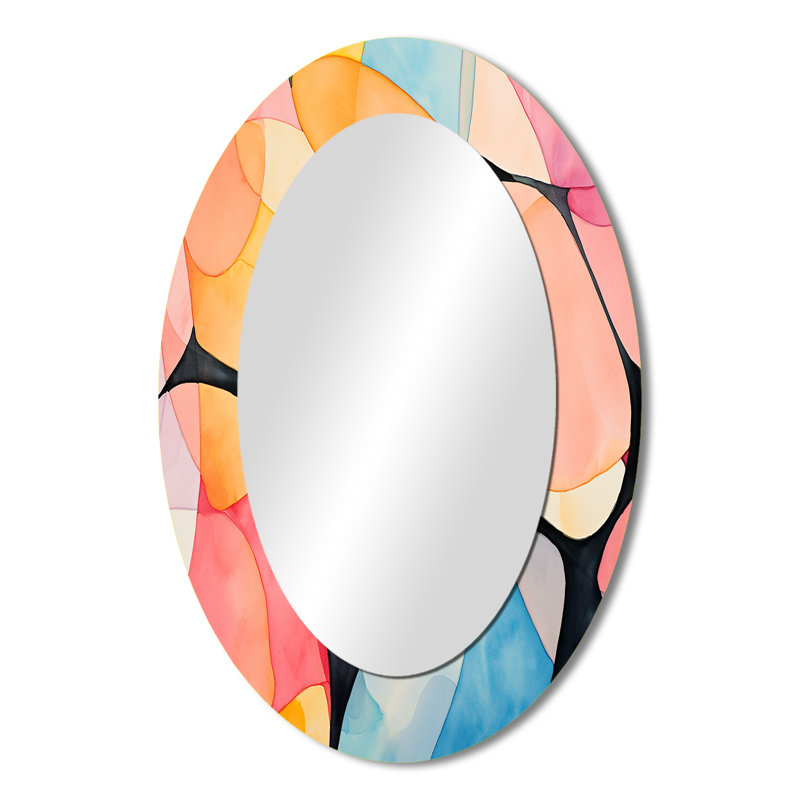 Carrelage géométrique aux couleurs douces III - Miroir mural moderne multicolore, H 36 po x l 24 po