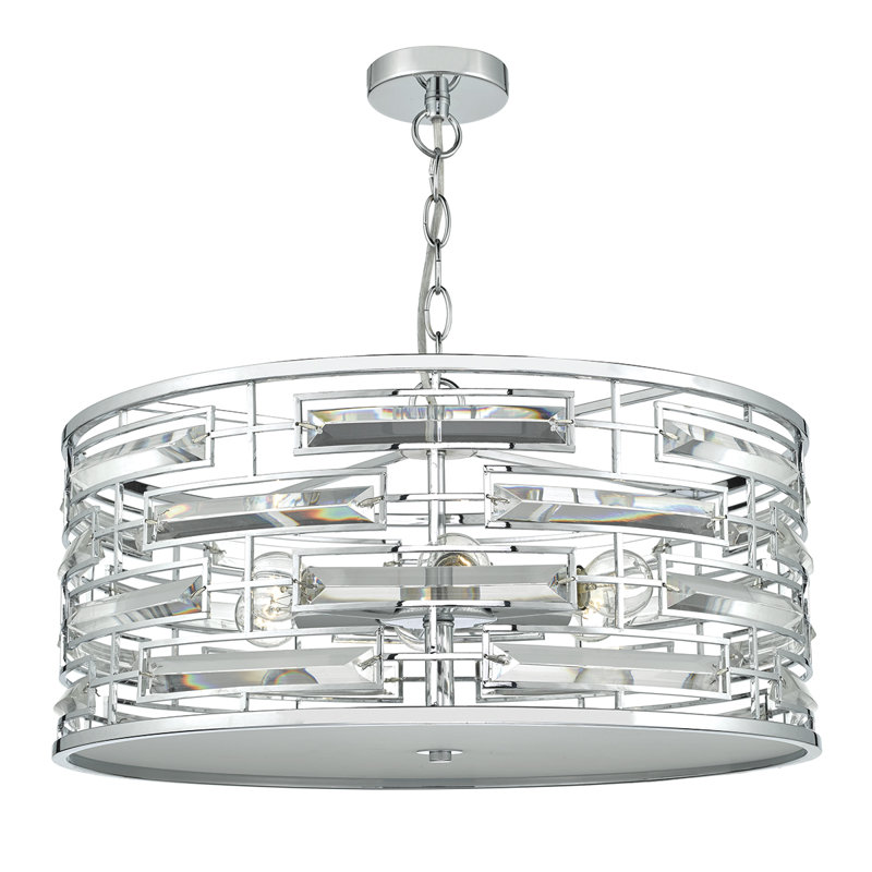 6 - Light Silver Drum Pendant