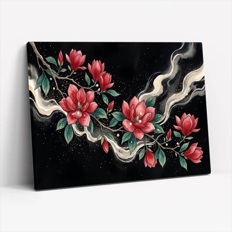 Ensemble de 1 tableau sur toile « Nuit florale », 16"H x 24"W, Wrapped Canvas
