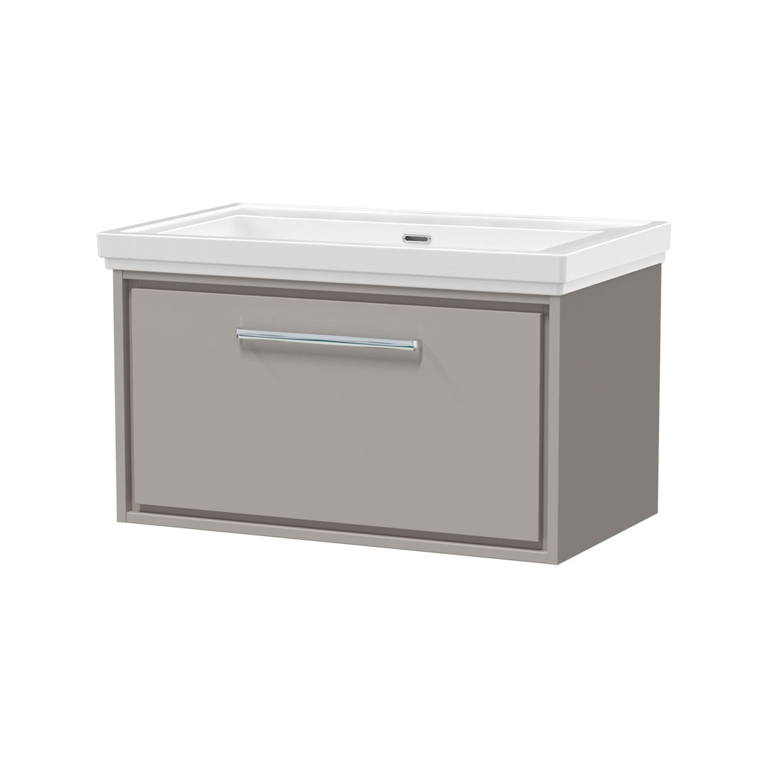 Hudson Reed Lille 600mm Fern Green 1 Drawer Wall Hung Vanity Unit With Fireclay Basin