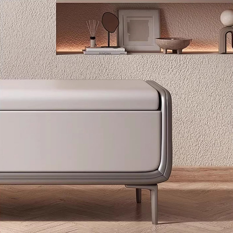 Jaynette Faux Leather Upholstered Storage Bench, 16.53" H x 70.86" W x 16.53" D, Dark Gray/Light Gray
