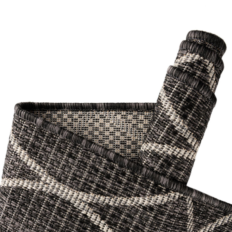 Charcoal Gitter Indoor/Outdoor Trellis Rug, Runner 2' x 6'