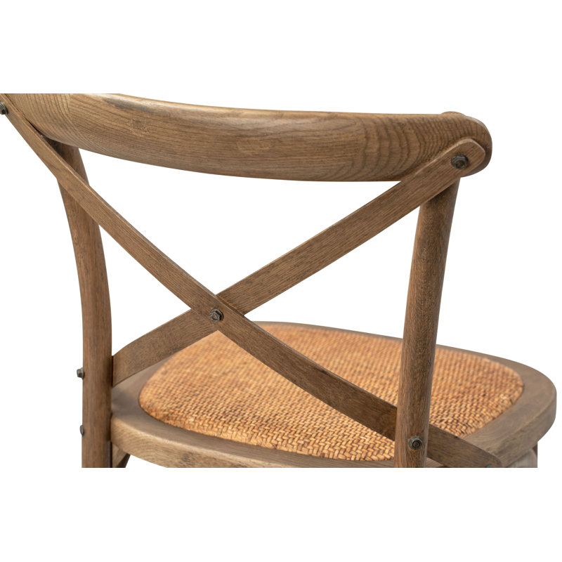Portebello 38" Tall Oak and Rattan Counterstool, Medium Brown, Natural