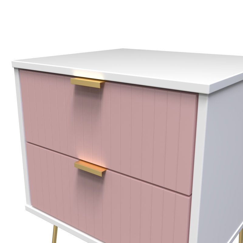 Beranda 45cm W Manufactured Wood Bedside Table, Kobe Pink/White