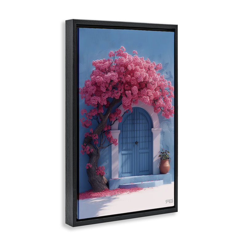 Toile flottante encadrée grise, H 31 po x l 21 po, Cadre flottant noir de jais
