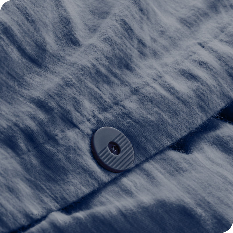 100% Cotton Flannel Duvet Cover Set, King Duvet Cover + 2 King Shams, Heather Indigo