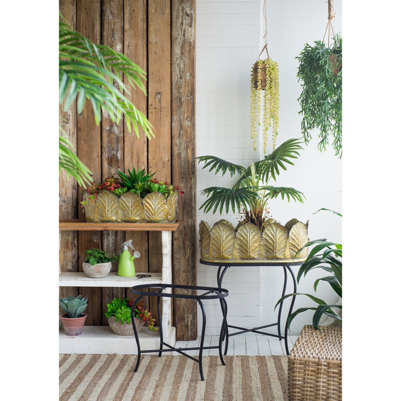 Ensemble de 2 pots à fleurs en métal avec pieds en fer