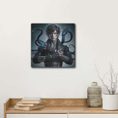  'Snake Master' by Rey Klimt Metal Wall Art, 12" x 12"