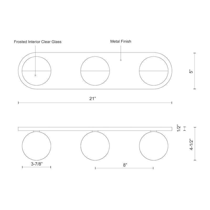 Pluto 3 - Light LED Bath Bar, Brushed Gold