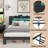 Farmhouse Platform Bed Frame with Storage Headboard, Wooden Bed Frame with Charging Station & Led Lights-754512497