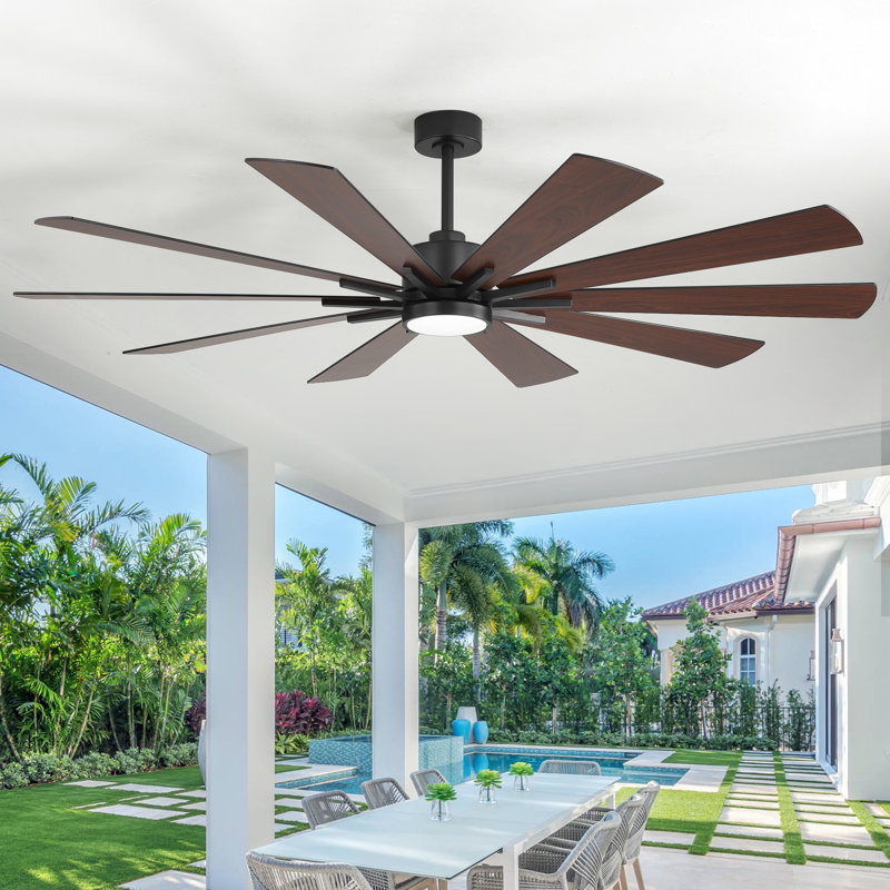 62"/72" 10 - Blade Farmhouse  Ceiling Fan With Light And Remote,3CCT Reversible DC Motor, 6-Speed, 72" Wide