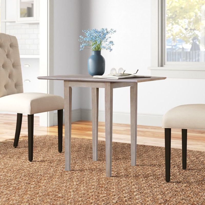 Maner Extendable Drop Leaf Solid Wood Dining Table, Washed Gray Taupe