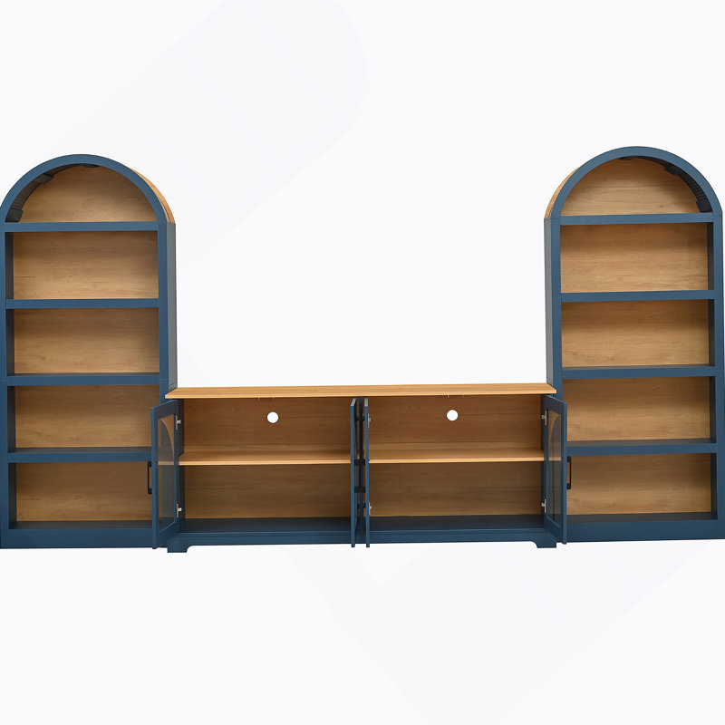 Ensemble de meuble télé 3 pièces, avec meuble télé pour téléviseur de 70 po ou moins et salon, Bleu