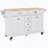 Kitchen Island With Rubber Wood Countertop, Kitchen Cart On 5 Wheels With Storage Cabinet-247250413