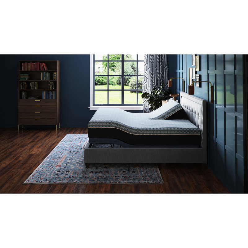 Base de lit très grand réglable Bt3000 avec modification de la position de la tête et des pieds, télécommande sans fil, 2 chargeurs, connexion, 3 positions préréglées, fonction de massage, éclairage à DEL, boîte à piles, 31 pieds Flex &