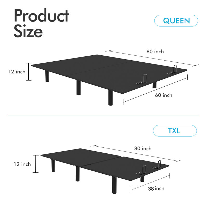 Twin XL Ergonomic Adjustable Electric Standard Bed Frame ,Under Bed light/USB, Vibration Massage with Quiet Motor , Independent Head and Foot Incline