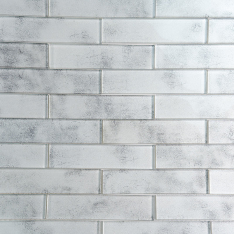 2X8 Subway Glass Mosaic Tile, Mineral
