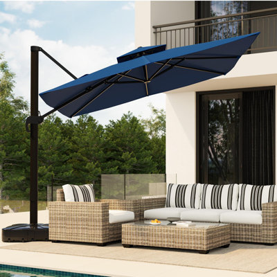 10x10 FT Square Cantilever Patio Umbrella – 360° Rotation, Height Adjustable, Heavy Duty Aluminum & Base Included