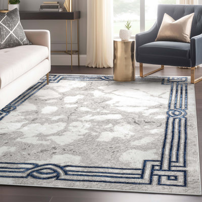 Kampen Abstract Modern Glam Blue Area Rug