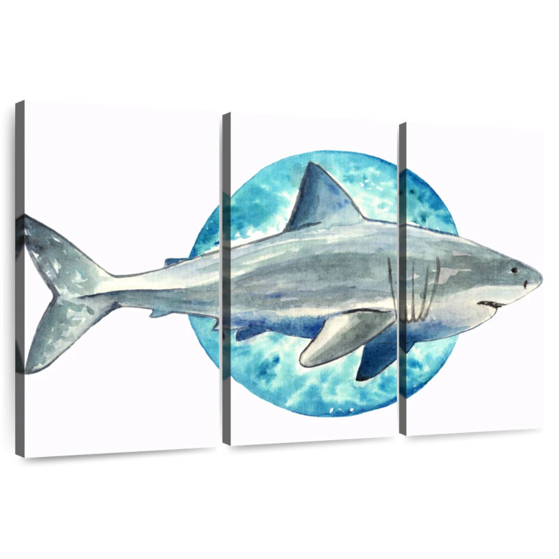 Requin aquarelle, H 20 po x l 33 po