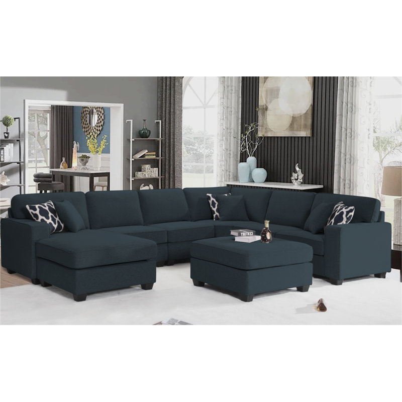 Raimy 7 - Piece Flexible combination Sectional, Charcoal Polyester Blend