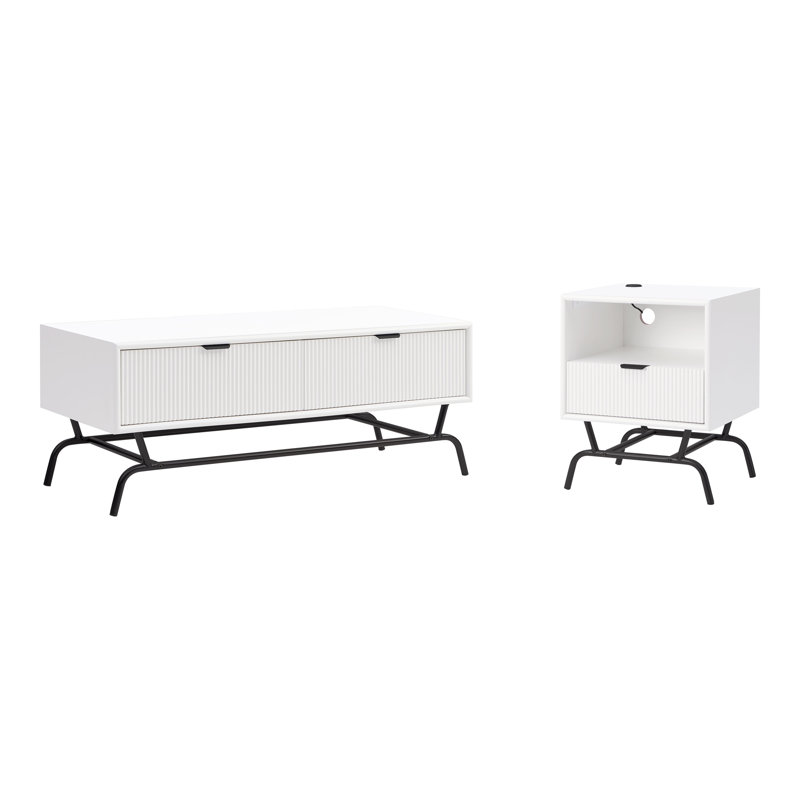 Ensemble de tables basses 2 pièces Ayvia, Blanc